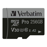 Pamäťová karta Micro SDXC Verbatim Pro U3 256 GB (100/90 MB/s) Class 10 U3 V3