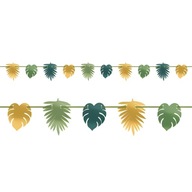 Garland Fóliový banner Tropické listy v zlatej a zelenej farbe Hawaii Aloha 365cm