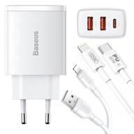 Trojitá USB-C rýchla nabíjačka iPhone + dva káble iPhone Lightning