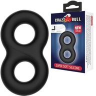 Čierny silikónový erekčný krúžok CRAZY BULL na penis a semenníky "Eight".