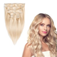 Veľmi svetlá blond Clip In natural 100g 30cm #60