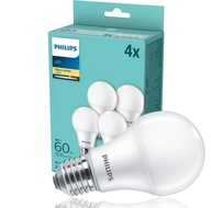 PHILIPS SET 4x E27 LED žiarovka 8W = 60W 2700K TEPLÁ BIELA ​​806lm A60