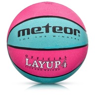 Basketbalová lopta 4 Meteor LayUp 4 ružová a modrá