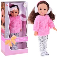 Rozkošná bábika 38 cm Ružová kožušina a klapky na uši zimné oblečenie ZA4767