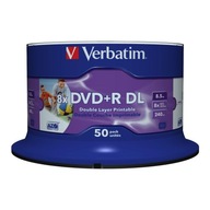 DVD+R DL Verbatim 8,5 GB 8x široká atramentová tlač (Spindle 50)