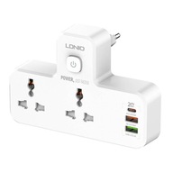 LDNIO predlžovací kábel s 2 AC zásuvkami, 2USB, USB-C, 2500W s EU/US lampou