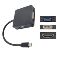 ADAPTÉR 3v1 s MINI DisplayPort na HDMI 4K VGA DVI