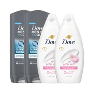 Dove Sada sprchových gélov 2x450 ml Petal Soft+ 2x400 ml Men+Care