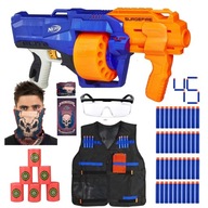 NERF ELITE SURGEFIRE GUN MEGA SET Vesta Okuliare Terče Šípky