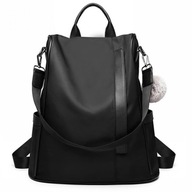 Kabelka 2v1 Batoh Bag Black Leather Nylon Polini