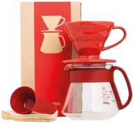 Kávová súprava Hario V60-01 Red Drip Filter Server