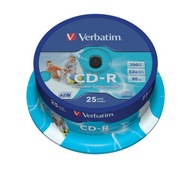 VERBATIM CD-R 700 MB 52X AZO VYTLAČITEĽNÉ ID ZNAČKA CAKE*25 43439