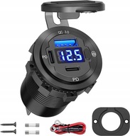 NABÍJAČKA DO AUTO 2xPD USB QC3.0 VOLTMETER 10A 20W