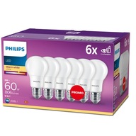 E27 LED žiarovka PHILIPS 60W 806lm 2700K 6 kusov