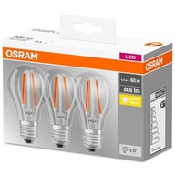 Sada 3x LED žiarovka E27 6,5W 827 OSRAM