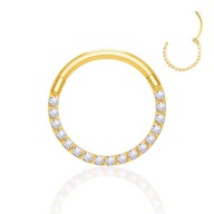 Titánové náušnice Gold Clicker Circle ZIRCONIA Septum Daith 1.0/10