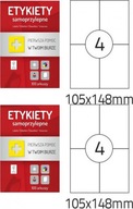 Samolepiace etikety A4 100 listov 105x148mm x2