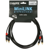 KLOTZ Káblová zástrčka 2x RCA / 2x RCA Cinch stereo 1,5 m