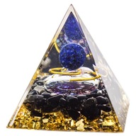 ORGONITOVÁ PYRAMÍDA LAZURIT OBSIDIÁN MEĎ 5cm