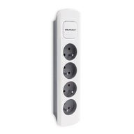 Qoltec Power strip / 4 zásuvky / 1,8m / Biela a šedá