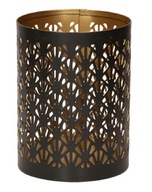 Kovový lampáš, prelamovaný svietnik, čierny, 10 cm