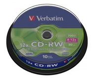 10 ks Verbatim CD-RW 700 MB prepisovateľných