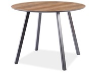Stôl OAKLAND 100x100 orech/čierny okrúhly SIGNAL