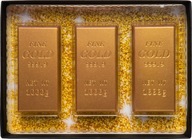zlaté tehličky s čokoládovým darčekovým darčekom