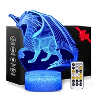 Nočná lampa 3D LED DRAGON SMOK USB kábel + DIAĽKOVÉ OVLÁDANIE