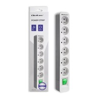 Qoltec Predlžovací kábel Power strip 6 zásuviek 1,8m Biela a šedá