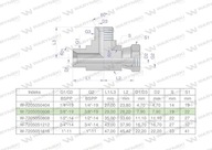 Asymetrické palcové hydraulické T-kus BBA 3/8" BSP (XEVL) Waryński