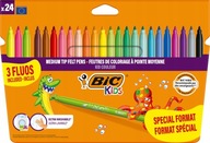 BIC COULEUR FLUO PERIENTY, VÝLETY, ZNAČKY, 24 FARIEB, 3 FLUORESCENČNÉ