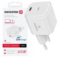 RÝCHLA SIEŤOVÁ NABÍJAČKA USB-C 65W GaN SWISSTEN POWER DELIVERY BIELA