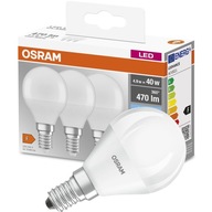 LED GUĽOVÁ žiarovka E14 5W = 40W 4000K OSRAM 3-BAL.