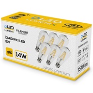 6x E27 LED FILAMENT 14W TEPLÉ SLZA dekoračná žiarovka