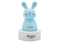 Modrá LED nočná lampa Olala Charly Bunny