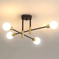 MODERNÉ ČIERNE ZÁVISNÉ STROPNÉ LAMPA ZLATÝ LUSTER E27 DO KUCHYNE