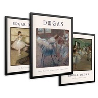 SET Zarámované obrazy plagáty degas impresionizmus baleríny triptych 43x99