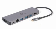 USB-C samec na adaptér Hub 3.0/HDMI/PD/RJ-45