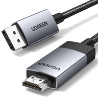 Uzelený kábel DP119 DisplayPort na HDMI 4K 60Hz 2m – sivý