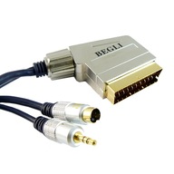 EURO na SVHS 4pin zástrčka + 3,5mm stereo GOLD jack zástrčka 15m