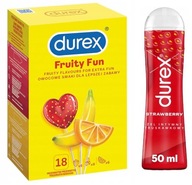 DUREX ovocná sada FRUITY FUN 18ks Ochutený + Intímny gél Jahoda 50ml