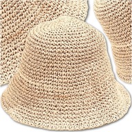 Dámsky béžový slamený klobúk SUMMER Eco bucket hat Letný béžový BEACH Hat