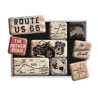 Nostalgické umelecké magnety (9 ks) Route 66 Bike Map