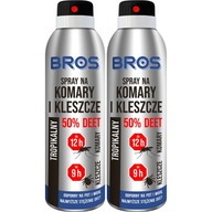 Repelent proti komárom proti kliešťom a hmyzu BROS sprej 50% DEET 2 x 180 ml