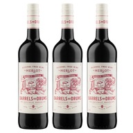 BARRELS & DRUMS MERLOT nealkoholické suché červené víno 0% 3 fľaše