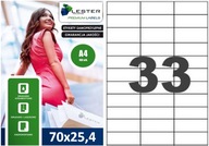 A4 PREMIUM etikety (33 na A4/100) 70x25 / 3300 ks