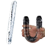 Obojstranné dildo 30 cm krištáľový penis pre páry