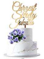 HOLY KRST CAKE TOPPER, názov, zlaté zrkadlo