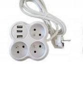 PREDLŽOVACÍ KÁBEL 3 ZÁSUVKY S UZEMNENÍM + 3 USB NAPÁJACIE LIŠTY